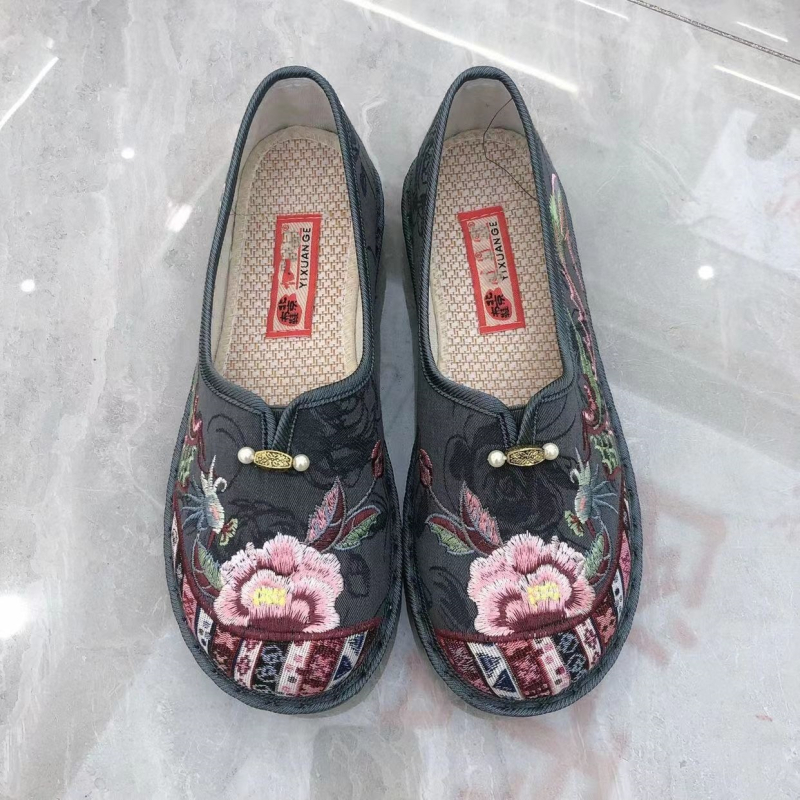 Ženske slip-on cipele s izšivkom, lagane platnene cipele, stil kineskog nadahnuća