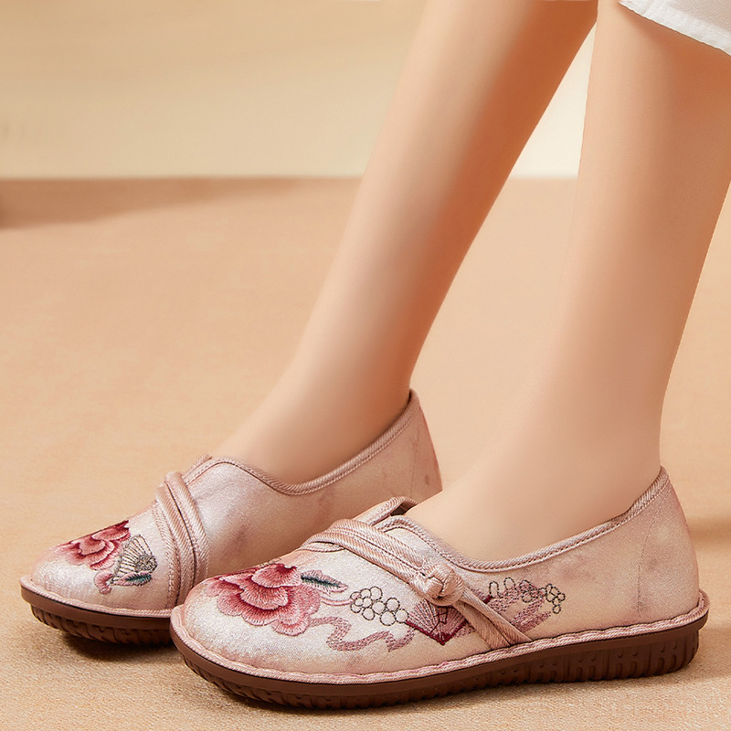 Ženske proljetne cipele u etničkom stilu, PU platno, slip-on, cvjetni uzorak