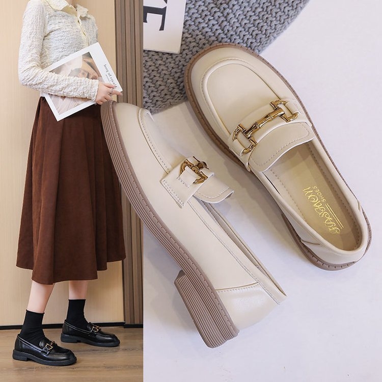 Ženske loaferice od mekane kože, jesen 2025, slip-on s debelim potplatom, minimalistički britanski stil