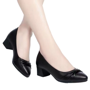 Ženske slip-on cipele s uskim otvorom, srednje visoki pet, PU koža, oštar nos, udobne