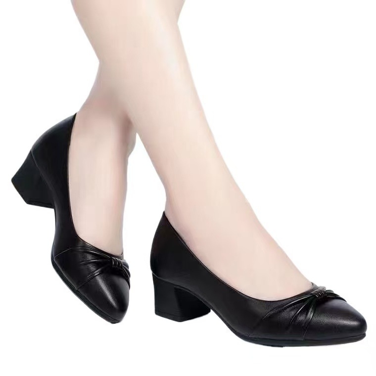 Ženske slip-on cipele s uskim otvorom, srednje visoki pet, PU koža, oštar nos, udobne