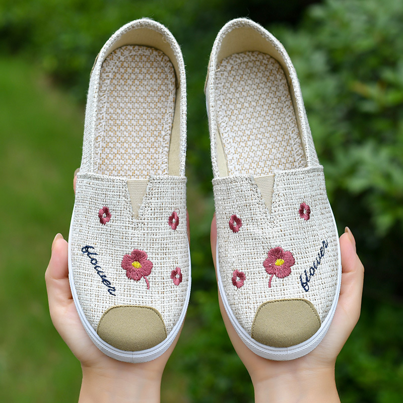 Pantofi femei din materiale textile în stilul Beijingului vechi, talpă moale antiderapantă, respirabili, confortabili pentru purtare zilnică și condus, primăvară-vară-toamnă
