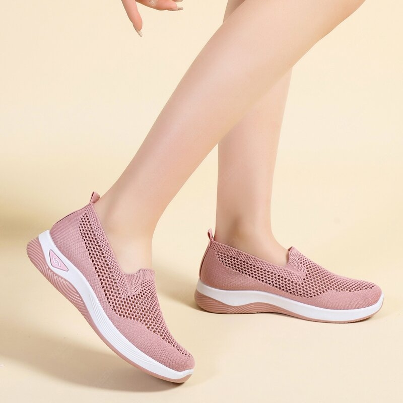 Ženske ljetne mrežaste slip-on cipele, prozračan gornji dio od tkanine, protuklizna mekana potplata