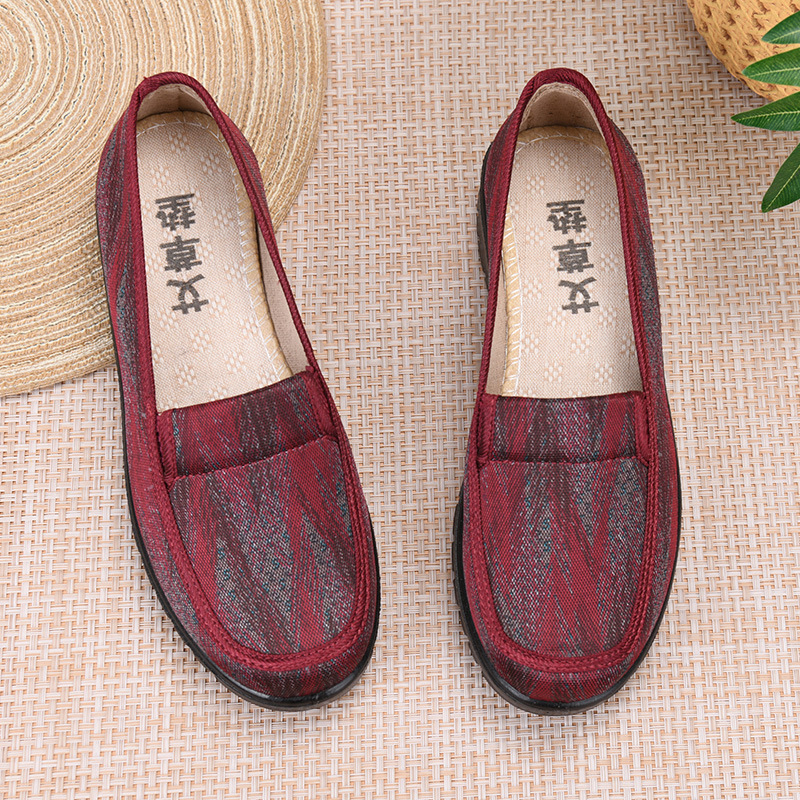 Női textile cipő, mindennapi viselet, slip-on, alacsony sarokkal, légáteresztő és könnyű, dizájn színblokkal, tavasz–nyár–őszre