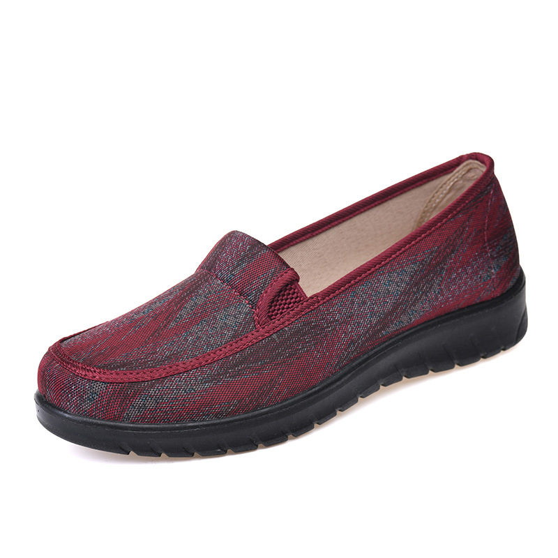 Női textile cipő, mindennapi viselet, slip-on, alacsony sarokkal, légáteresztő és könnyű, dizájn színblokkal, tavasz–nyár–őszre
