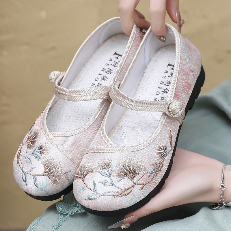 Pantofi brodați în stil etnic – încălțăminte din țesătură, Hanfu vintage pentru femei, talpă moale și confortabilă