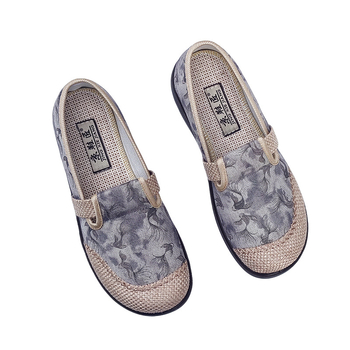 Pantofi din material textil pentru femei, stil etnic, slip-on, respirabili, casual