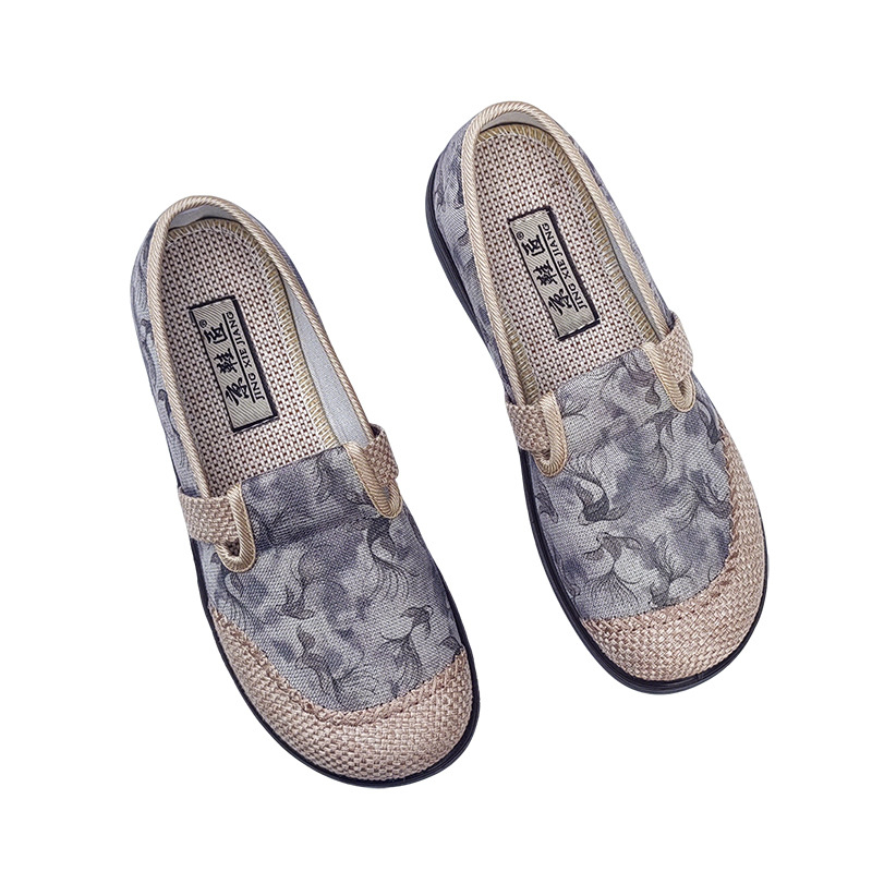 Pantofi din material textil pentru femei, stil etnic, slip-on, respirabili, casual