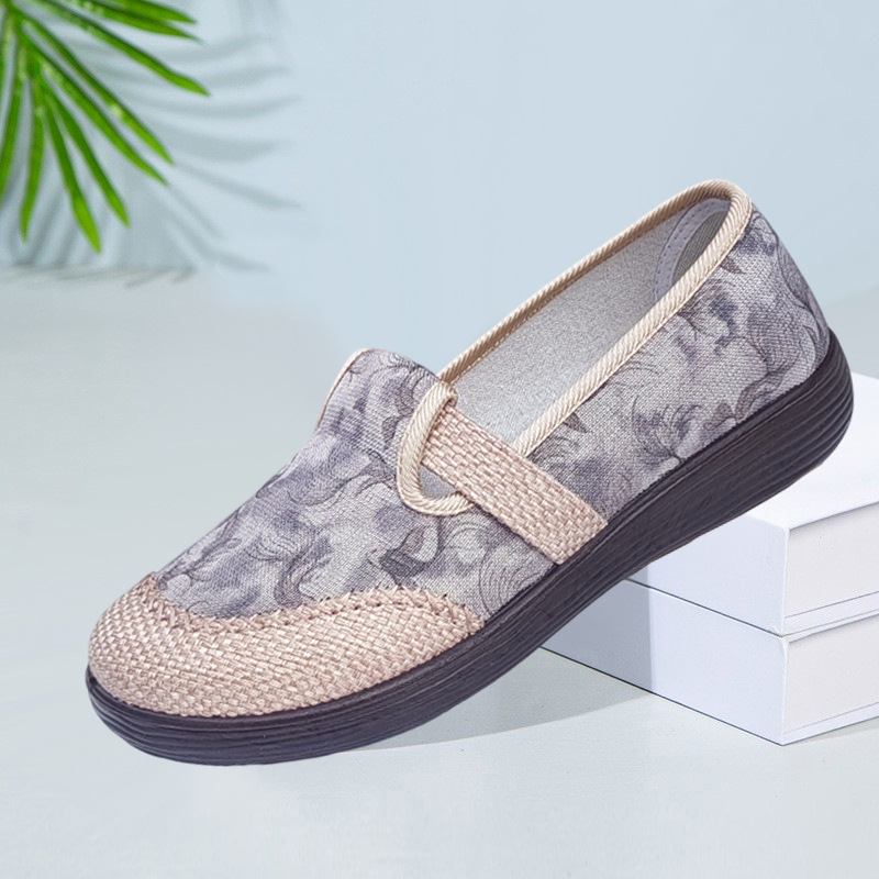 Pantofi din material textil pentru femei, stil etnic, slip-on, respirabili, casual