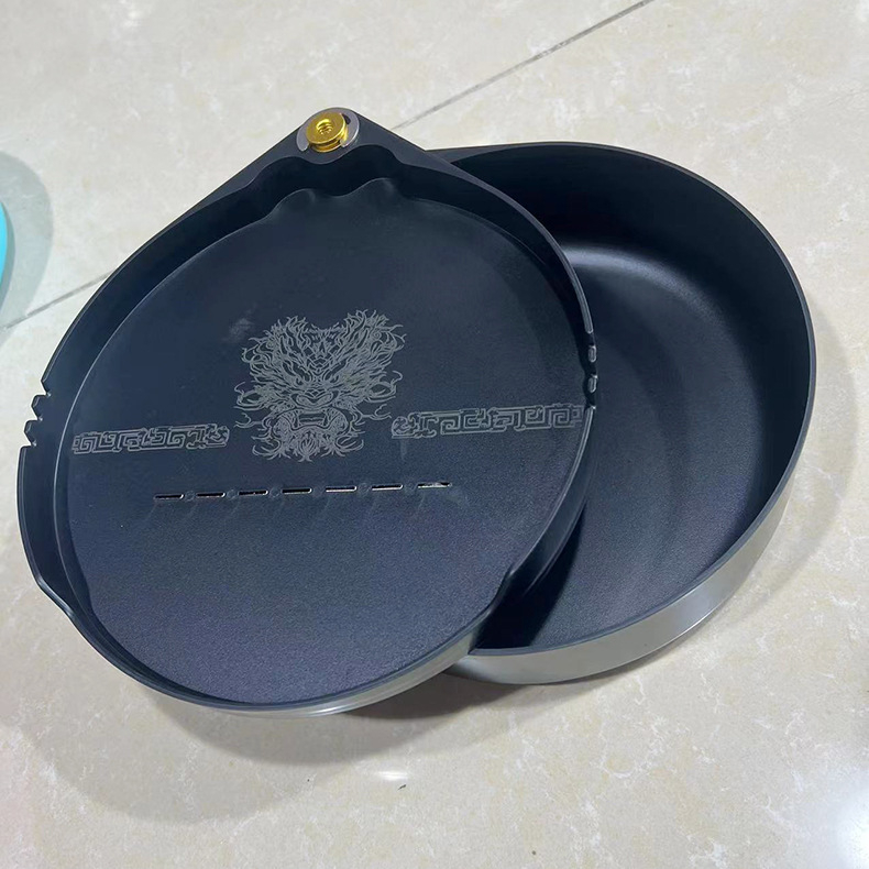 Magnetna posuda za mamce promjera 19 cm, kompatibilna s kutijama i stolicama za pecanje, 3D reljef Godine zmaja, duboki dvostruki razdjelni bazen