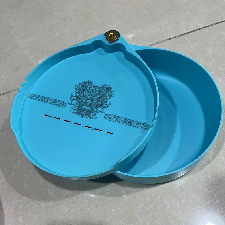 Magnetna posuda za mamce promjera 19 cm, kompatibilna s kutijama i stolicama za pecanje, 3D reljef Godine zmaja, duboki dvostruki razdjelni bazen