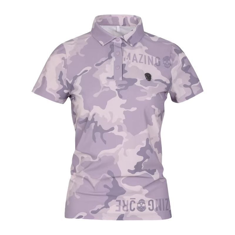 Ženski golf T-shirt kratkih rukava od Ice Silk materijala s kamuflažnim logom – udobni sportski top, ljeto 2025