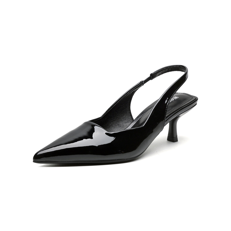 Elegantne ženske cipele s kitten heelom, oštar nos, otvorena peta, dva načina nošenja