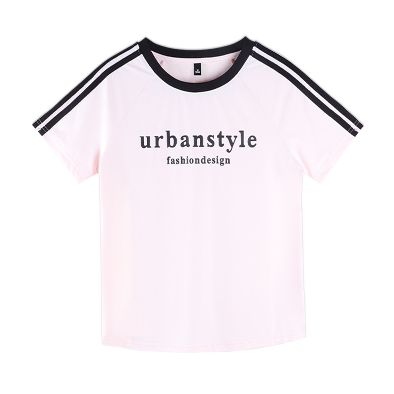 Ženski T-shirt s okruglim izrezom, raglan rukavima, otisak, sportski stil, svilenkasto mekan dodir, ljeto 2026