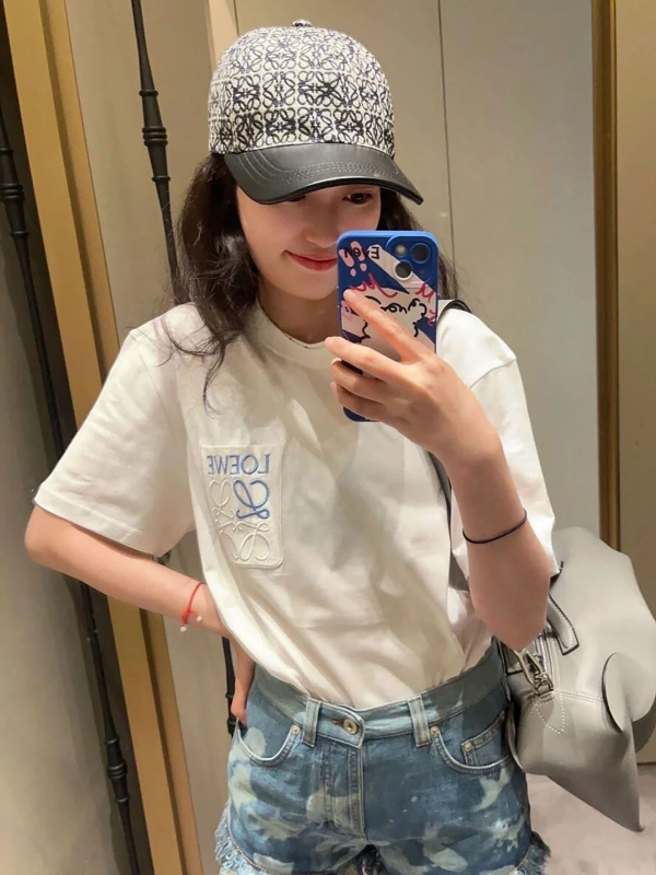 Ženski Luojia T-shirt s kratkim rukavima, vezeno na prednjem džepu, udoban slobodan kroj, okrugli izrez