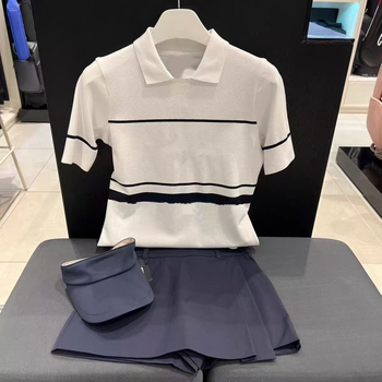 Ženska tanka pletiva golf polo majica kratkih rukava, prozračna, uski kroj, za vanjske sportove