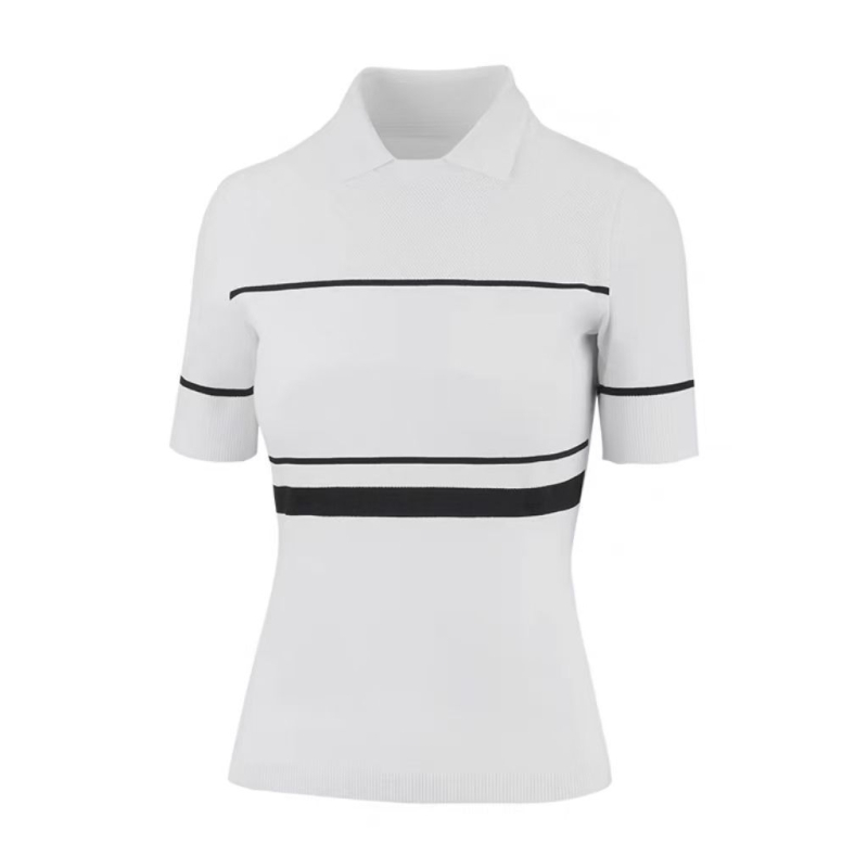 Ženska tanka pletiva golf polo majica kratkih rukava, prozračna, uski kroj, za vanjske sportove