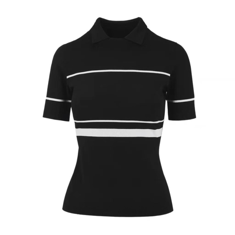 Ženska tanka pletiva golf polo majica kratkih rukava, prozračna, uski kroj, za vanjske sportove