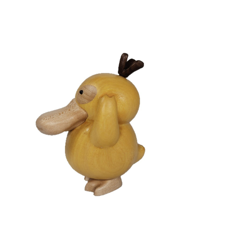 Psyduck drveni stolni ukras, intarziran od ebony i boxwood, ručno rezbareno