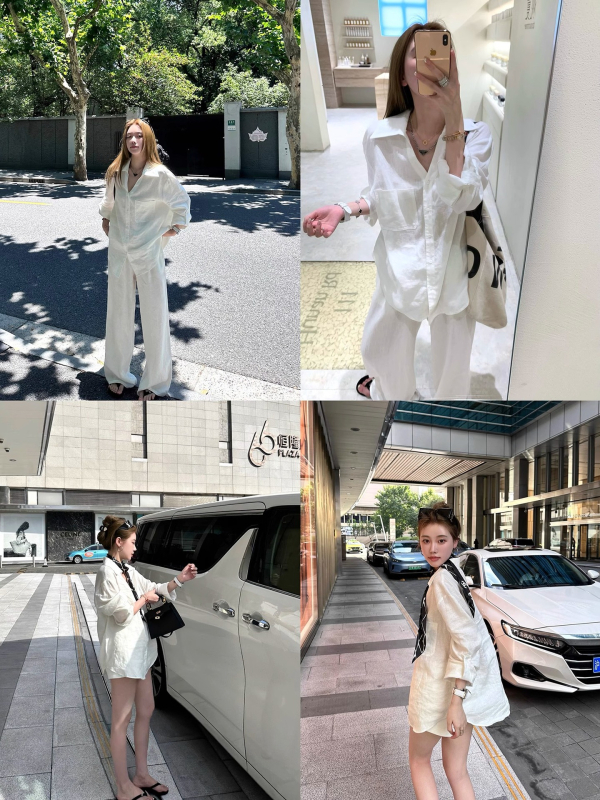 Ženska košulja s dugim rukavima od pamuka i lana, opuštenog kroja, stil cardigan/uredski stil, jednobojna, polo ovratnik, duljina 65–80 cm, jesen 2025