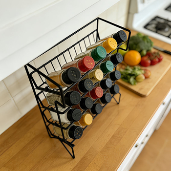 Četverostruki kovinski stalak za začine – zidni organizator ormarića, skandinavski stil