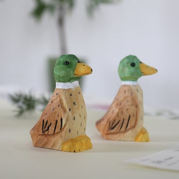 Qingmufan Ručno izrađeni drveni zeleni patka ukras za dom, dekor dnevnog boravka, viseći ornament