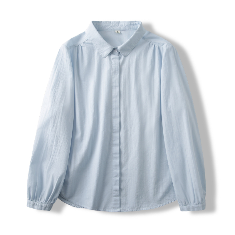 2026 proljetna pamučna košulja s malim ovratnikom, dugih rukava, za žene, umjetnički casual stil