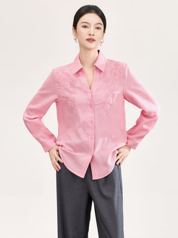 2601501 Nanyou visoko kvalitetna bluza s dugim rukavima i vezom, elegantan profesionalni top za proljeće