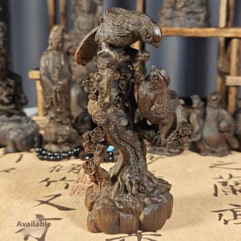 Drevená ozdoba Taihang Thuja s vtákom prinášajúcim dobré správy, dutá rytina