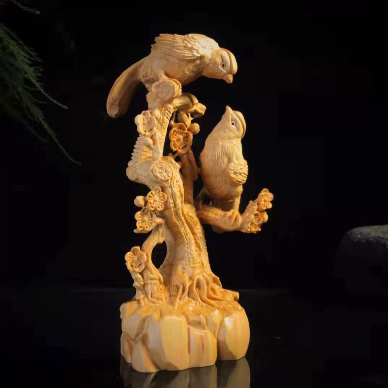 Drveni ukras Taihang Thuja s pticom koji donosi dobre vijesti, šuplja rezba