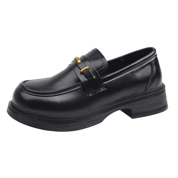Női vintage brit stílusú loaferek, vastag talpú slip-onok, PU bőr, kerek orr, 3–5 cm sarok, tavasz–ősz 2026