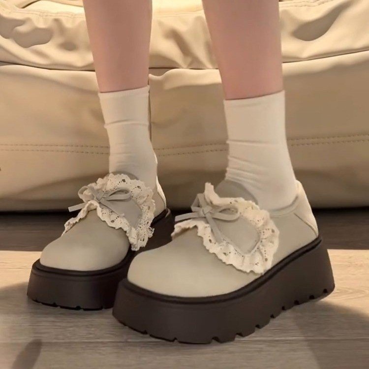 Ženske slip-on loaferice s 5 cm visokom platformom i dizajnom mašne, novi model za proljeće 2026.