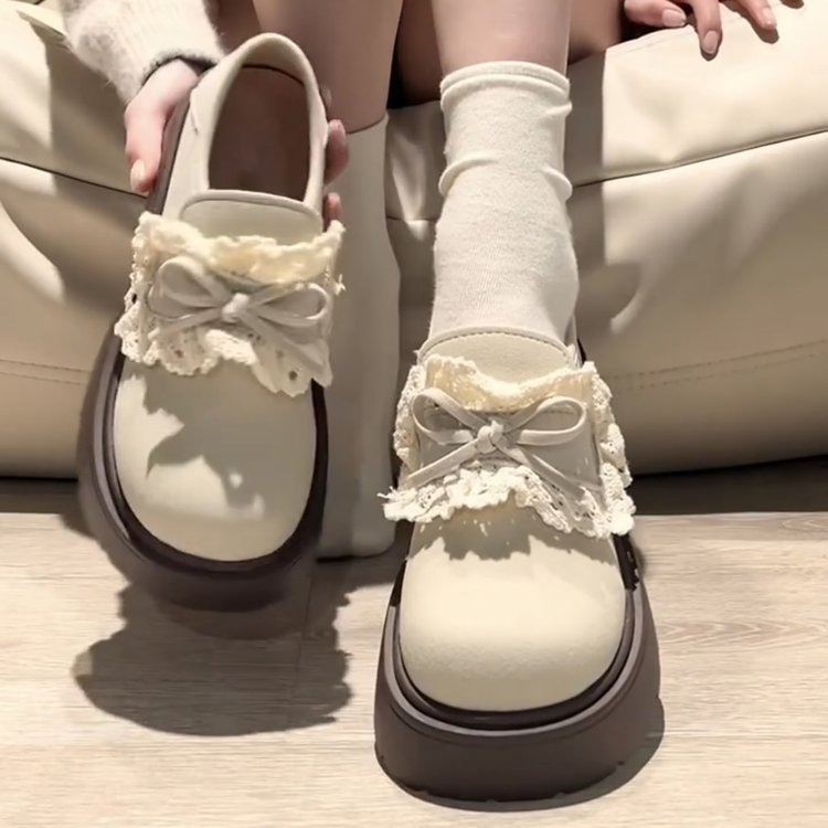 Ženske slip-on loaferice s 5 cm visokom platformom i dizajnom mašne, novi model za proljeće 2026.