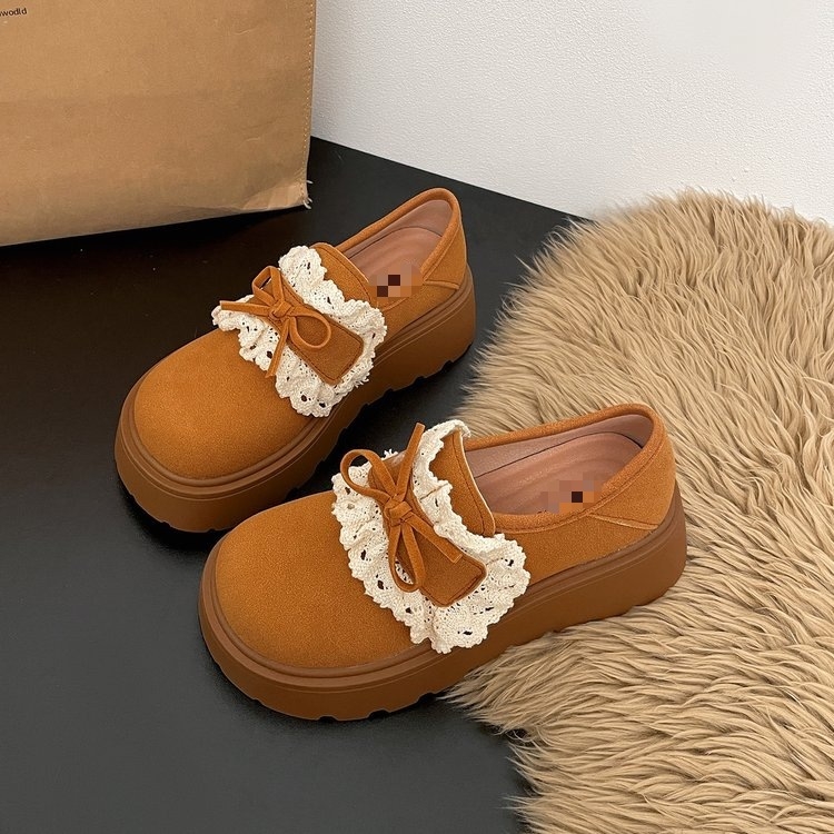 Ženske slip-on loaferice s 5 cm visokom platformom i dizajnom mašne, novi model za proljeće 2026.