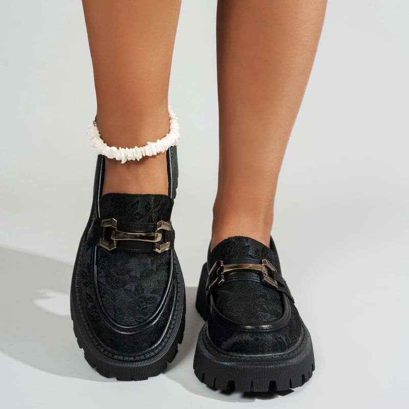 Ženske loaferice s uzorkom, debelom potplatom, britanski stil, slip-on kožne cipele, novi model 2025