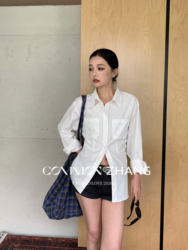 CZ Zhang Ženska prugasta bluza s kaišem u struku, asimetričan rub, prednje duža