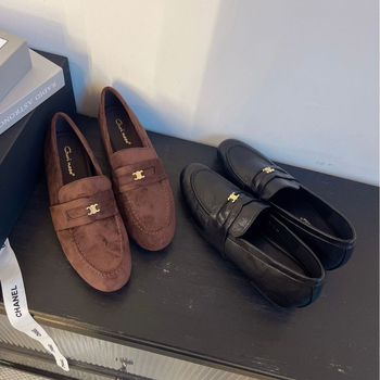Női rejtett sarokkal rendelkező loaferek, 2026 ősz, retro lapos slip-on bőrcipők, brit stílus