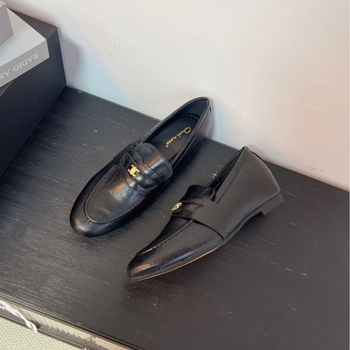 Női rejtett sarokkal rendelkező loaferek, 2026 ősz, retro lapos slip-on bőrcipők, brit stílus