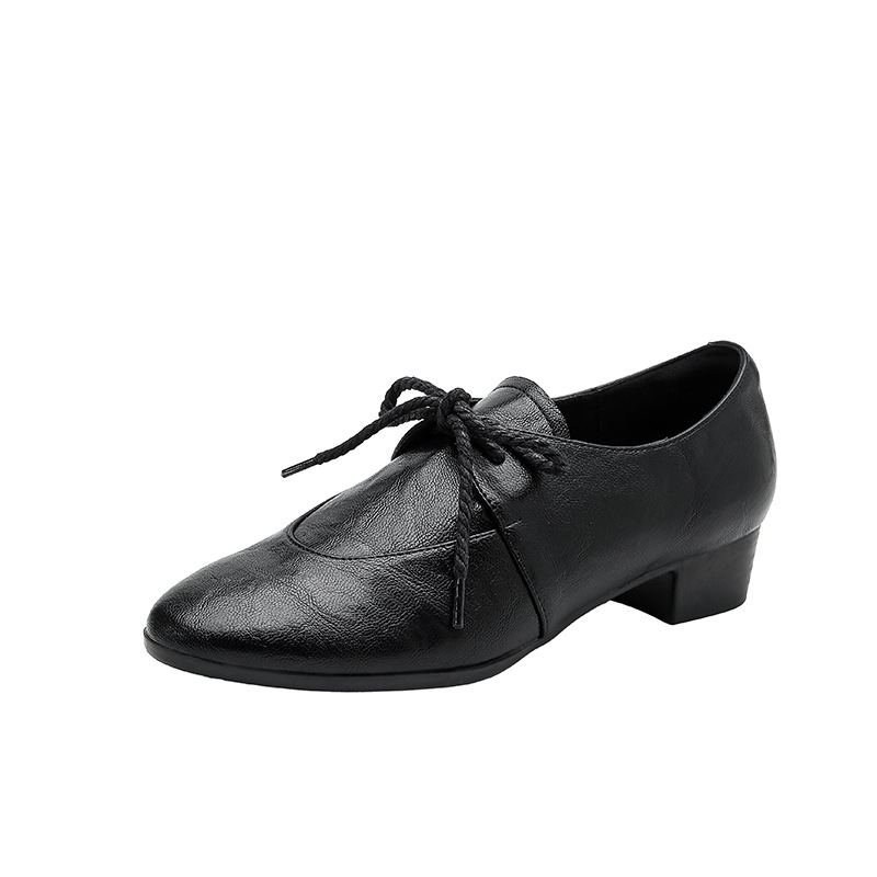 Női brit stílusú chunky sarkú loaferok, 2026 tavasz, sokoldalú retro bőrcipők fűzővel