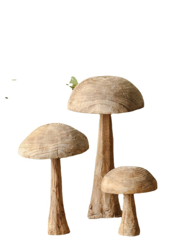 Drvena ukrasna skulptura gljive za vanjsku upotrebu, podna velika figura u stilu wabi-sabi