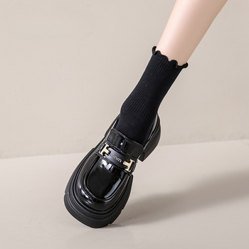 Ženske loaferice s debelim potplatima i srednjom petom, okrugli vrh, PU gornji dio, Mary Jane stil, slip-on