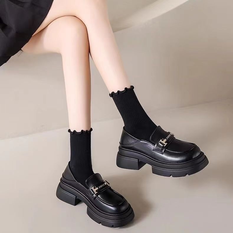 Ženske loaferice s debelim potplatima i srednjom petom, okrugli vrh, PU gornji dio, Mary Jane stil, slip-on