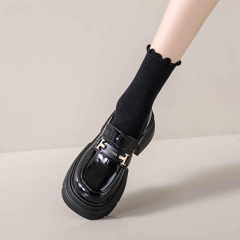 Ženske loaferice s debelim potplatima i srednjom petom, okrugli vrh, PU gornji dio, Mary Jane stil, slip-on