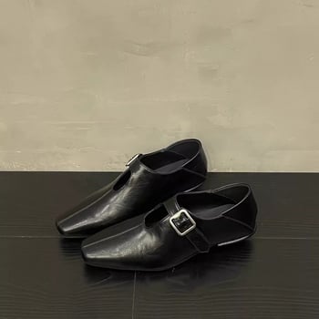 Ženske loaferice Mary Jane s kvadratnom špicom i kopčom, niske potpetice