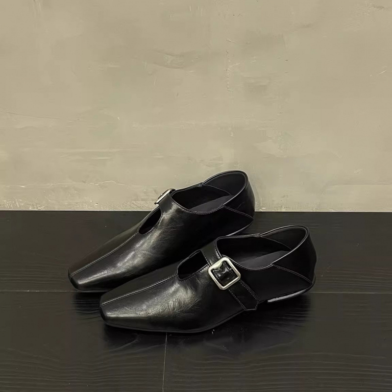 Ženske loaferice Mary Jane s kvadratnom špicom i kopčom, niske potpetice
