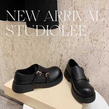 Ženske loaferice s okruglom nosnicom i dvostrukom kopčom, retro britanski stil, mikrovlakno