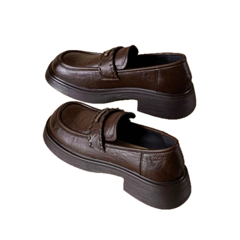 Női loaferek kerek orrú, vastag sarkú, retro stílus, slip-on, 2026 modell