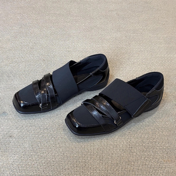Juhbőr kiadás: Francia stílusú Mary Jane cipő 5 cm rejtett magassággal nőknek, nis balerina cipő Velcro-vel