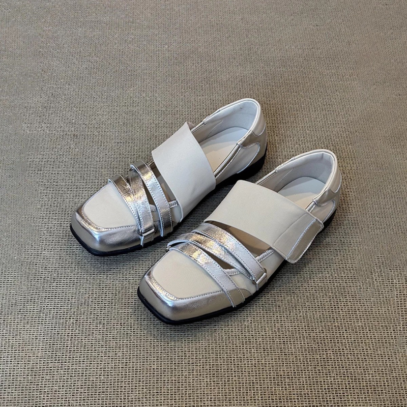 Juhbőr kiadás: Francia stílusú Mary Jane cipő 5 cm rejtett magassággal nőknek, nis balerina cipő Velcro-vel