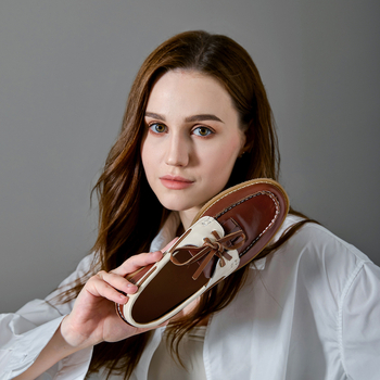 Loafers casual din piele pentru femei, toamna 2025, bloc de culori retro, șireturi, talpă joasă, purtare zilnică
